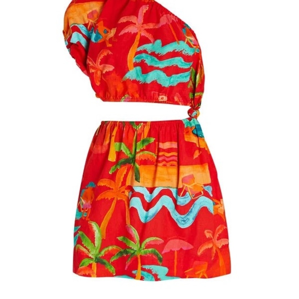 FARM RIO Ipanema One-Shoulder Cut-Out Mini Dress NWT Size S Small - Picture 5 of 5